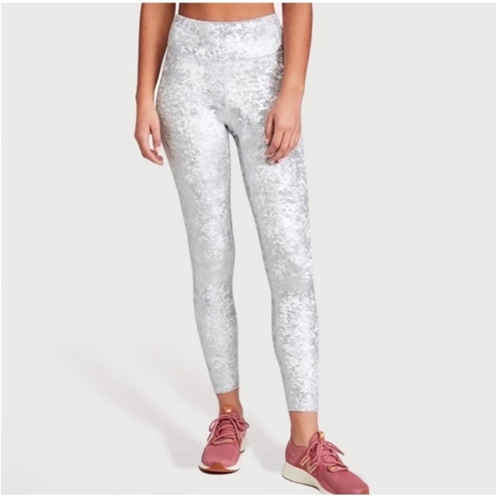 Heroine Sport Silver Crushed Velvet Leggings